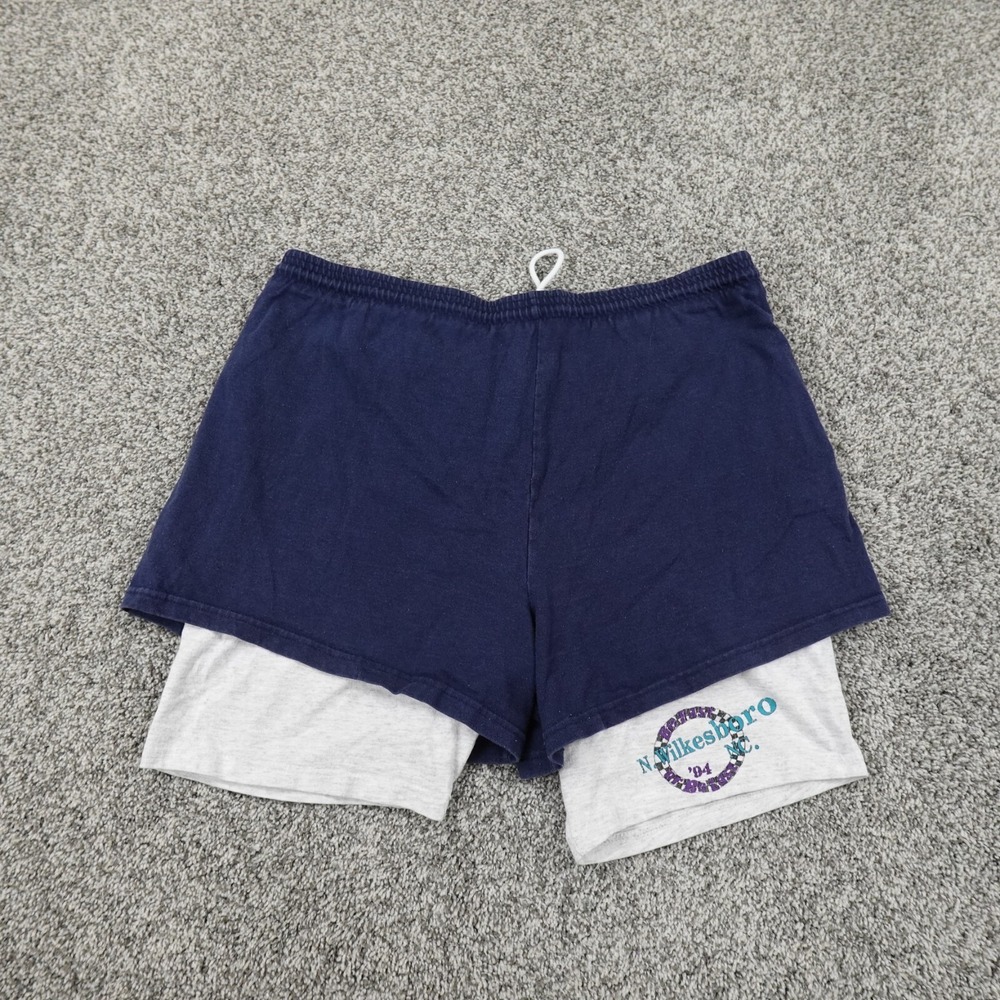 Nascar Shorts Mens M Blue Gray Tultex Drawstring Sweat Wilkesboro‎ NC Racing 90s